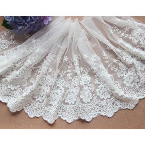 5Yards Super Luxury Off White Cloth Embroidered Lace Trim DIY Accessories Laces Fabric Width 22cm for Bra Underwear New