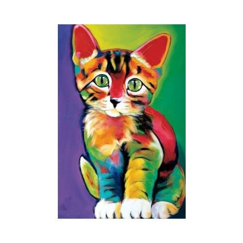 Diy 5d Square Diamond Painting Cartoon Animal Cat Diamond Embroidery Cross Stitch Christmas Gift Round Drill Birthday Present