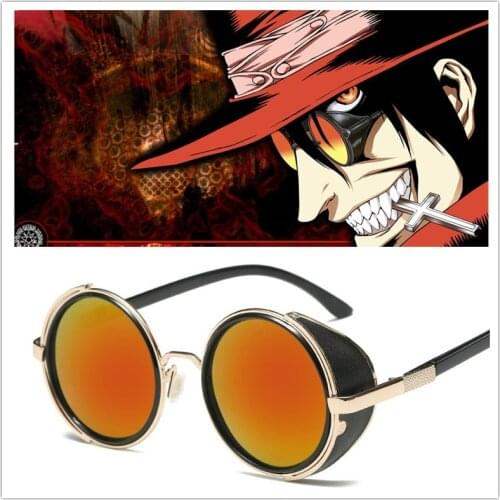 Anime HELLSING Alucard Cosplay Glasses Vampire Hunter Orange Sunglasses Men Women Punk Glasses HELLSING Cosplay Prop