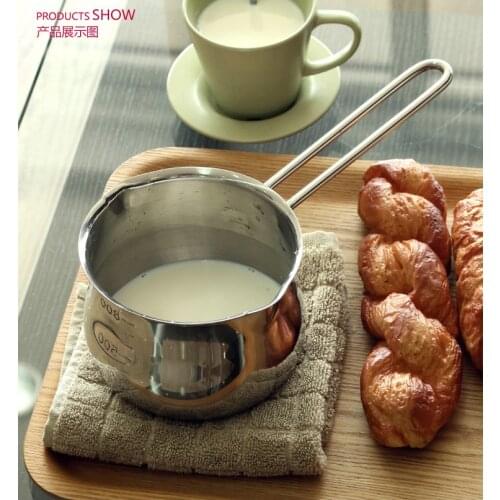 Non-Stick Stainless Steel Pan Milk Pot Household Induction Melted Heating Cooking Pot Warmer Pan Baby Food Tool With HandleZA378