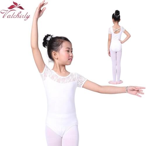 Girls Ballet Laces Gymnastic Dress Dance Costume Short Sleeves Gymnastics Leotard