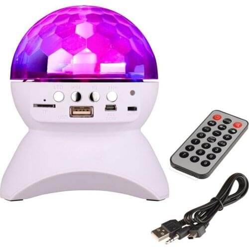 Bluetooth Speaker Stage Light Controller RGB LED Crystal Magic Ball Effect Light DJ Club Disco Party Lighting USB /TF/FM Radio