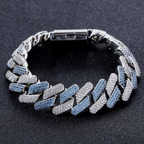20MM Iced Out Chains Bracelets Blue Luxury Miami Micro Pave Zircon Bracelet Fashion Hip Hop Jewelry