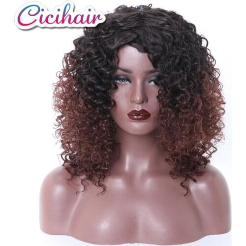 Black Women‘s Short Curly Wig Ombre Blonde Brazilian Loose Big Bouncy Fluffy Kinky Afro Style Synthetic Heat Resist Soft Hair