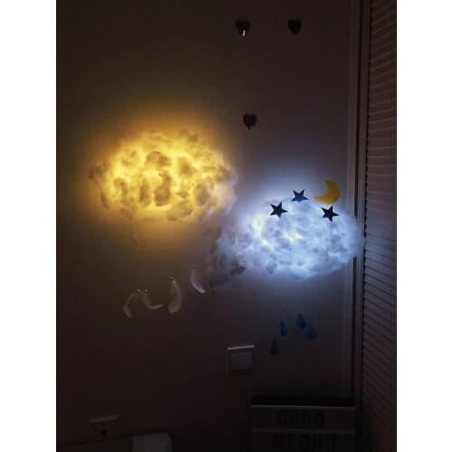 DIY Handmade Cotton Cloud Pendant Light Warm Light White Suspension Hanging Lighting For Girl Children Bedroom Hotel Party Decor