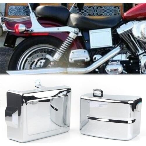 Chrome Motorcycle Battery Side Cover Left Right 1Pair For Harley Dyna Fat Bob Low Rider Super Wide Glide Switchback 2006-2017