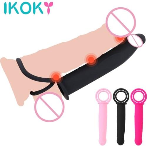 IKOKY 10 Mode Dildo Vibrator Strap On Penis Double Penetration Vibrator Sex Toys For Couples Penis Ring Prostate Massage
