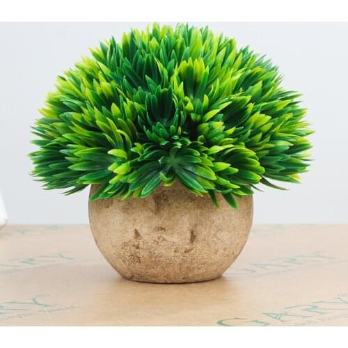Artificial Potted Plant Bonsai Plastic Flowerpot Ornaments Simulation Flower Grass Birthday Party Decor Home Office Desk Decor