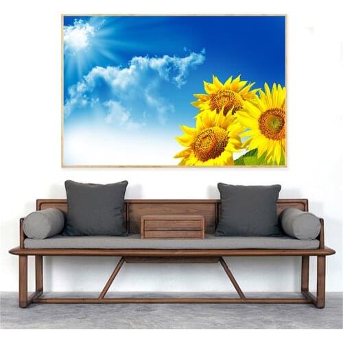 Korean style Sunflower Canvas Painting Rustic Home Decor Wall Pictures for Living Room Kitchen Decoration Landscape Poster