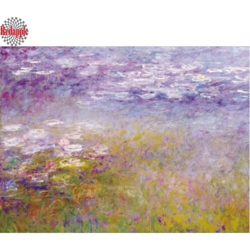 Claude Monet Water Lilies diamond Embroidery Mosaic 3d Pattern Wall Art diamond Painting flower for Living Room Home Wall Decor