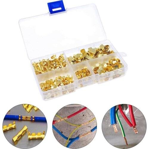 500Pcs U Shape Copper Terminals Crimp Kit Non-Insulated Assortment Cable WM7