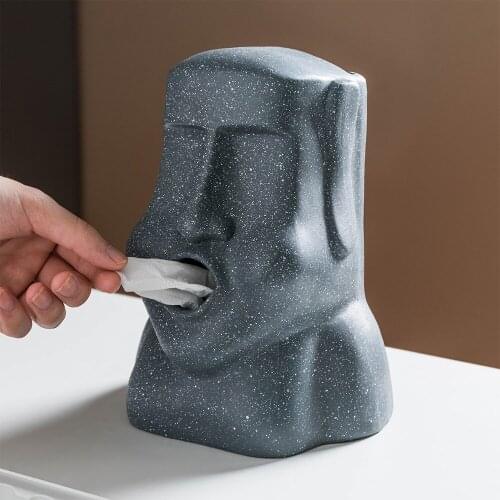 Nordic Decorative Tissue Box Creative Stone Tissue Boxes Resin Funny Tissue Box Napkin Holder Wipe Holder Paper Towel Holder
