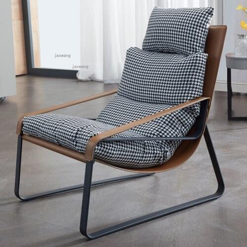 Small Apartment Leather Single Sofa for Home Furniture Living Room Balcony Leisure Recliner Designer Dormitory Backrest Armchair