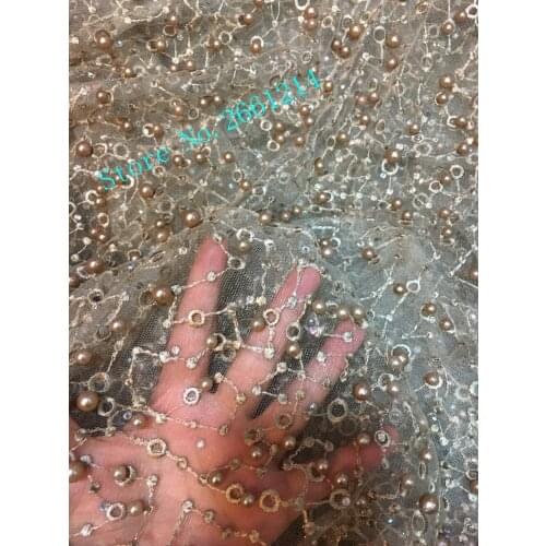 Hot selling Latest African embroidered tulle Lace with beads and stones shinny Nigerian net Lace for party dress new design