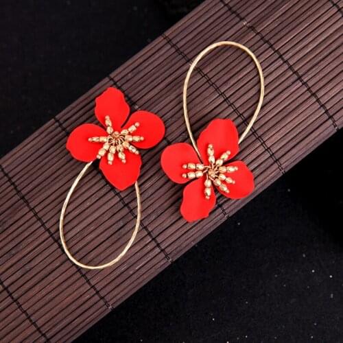 Cute Jewelry Long 3 Colors Flower Iron Sheets Stud Earrings Hyperbole Women Earrings Wholesale Price Fashion Jewelry