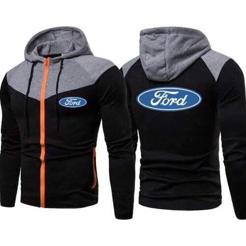 NEW Men sweatshirt jackets Ford car logo Printing Stitching color hot sale Men jackets cotton casual men clothing top