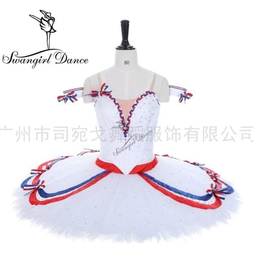 New White The Flames of Paris ballet tutu professional competition tutu costumes for girls custom made pancake tutu LT0015