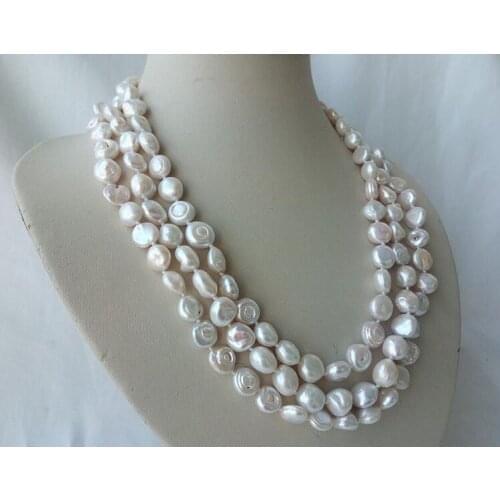 20-21-22" baroque white reborn Keshi pearl necklace 9-10mm