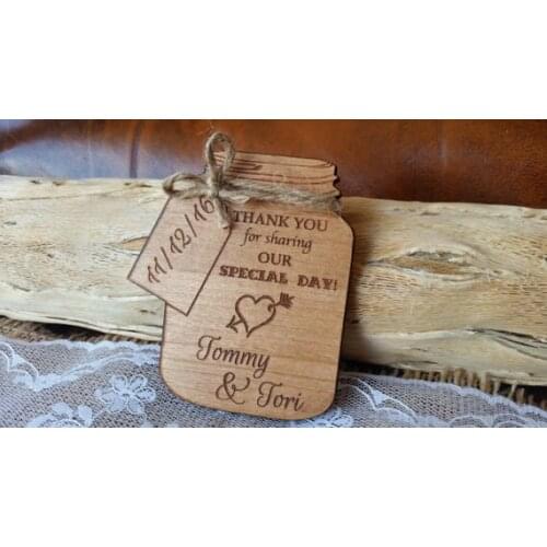 Personalized Mason jar thank you Wedding wooden Save the Date Magnets bridal shower party favors company gifts invitations