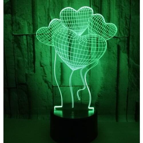 Valentines Day Gift Desk Lamp Four Love 3d Lamp Seven Colors Touch Control Remote Control 3d Visual Table Lamps Manufacturer