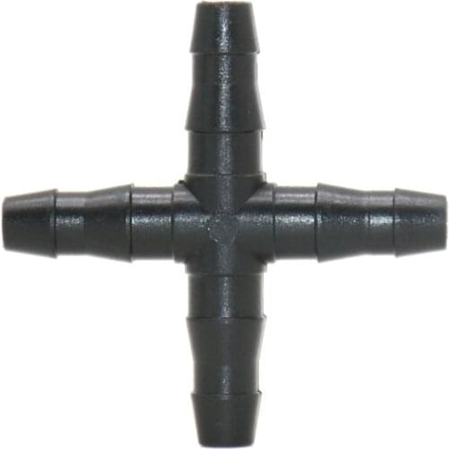 1/4" Cross Connector 4/7 hose 4-way water splitter garden irrigation barb Drip Irrigation Fittings 1000 Pcs