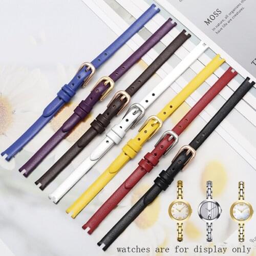 Concave interface Ultrathin leather watch band 8 10 12mm Colors strap with pin buckle for 1853 T003/209 females watch chain