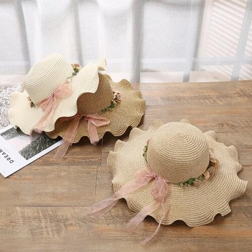 2021 Summer Wide Brim Sun Hat Women Straw Hat Cap Outdoor Holiday Lady Beach Casual Floral Chapeau