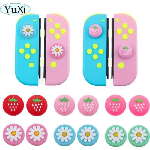 YuXi Strawberry Fruit Flower Panda Thumb Grip Cap Joystick Cover For Nintendo Switch Lite Joy-Con Controller Silicone Thumb Case