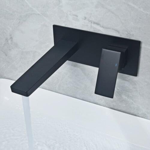 Concealed Black Wall Mounted Basin Faucet Single Handle Mixer Tap Hot And Cold Water Bathroom Bath Sink Brass Faucet
