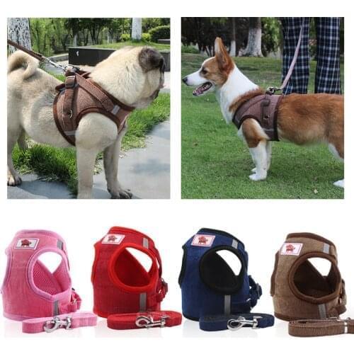 Reflective Safety Pet Dog Harness and Leash Set Small Medium Dogs Cat Harnesses Vest Puppy Chest Strap Pug Chihuahua Bulldog