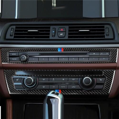 Carbon Fiber Car Interior Decoration Radio CD Panel Dashboard Frame Cover Trim Stickers for BMW 5 Series F10 2011-2017 Decal