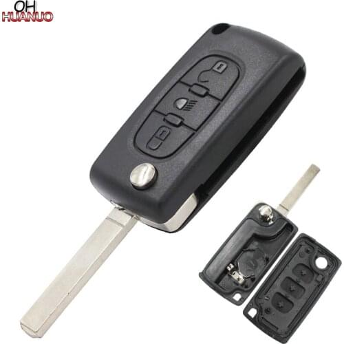 3 Button Smart Remote Key Shell Car Key Case for Peugeot (with Battery Holder & Lights Key) VA2 Blade Without goove
