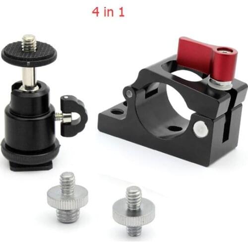 25mm Rod Clamp Holder Adapter Alumium for DJI Ronin M MX Monitor Bracket Clip 1/4 Mount Mini Ball Head and 1/4 to 3/8 Male Screw