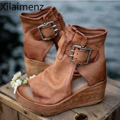 Women Sandals 2021 Heels Chaussure Femme Retro Platform Sandals For Summer Shoes Women Wedges Shoes High Heels Sandalias Mujer