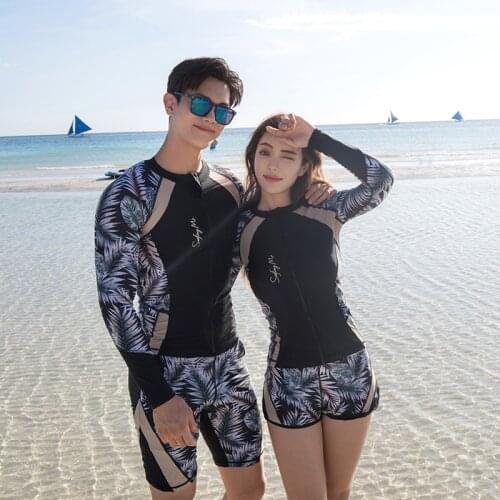 Rash Guard Women Diving Suit Couple Long Sleeve Swimsuit Bathing Suit Sun Proof Quick Dry Swimsuit Rashguard for Men 3 Piece Set