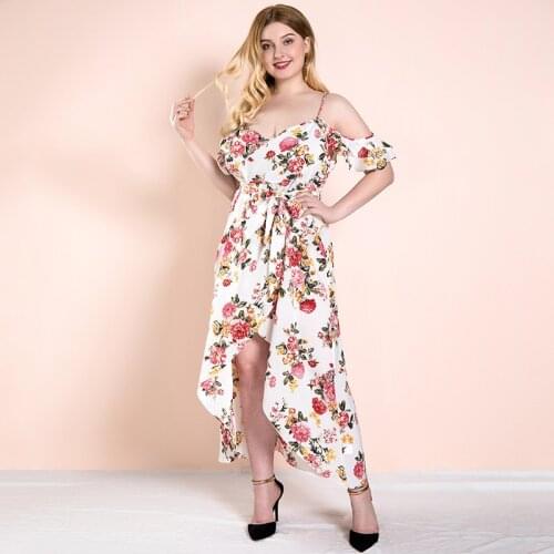Xl-4xl Summer WomenS Dress 2021 Floral Print Dress Long Vintage Maxi Party Beach Women Dresses Light Prom Large Plus Size Curv