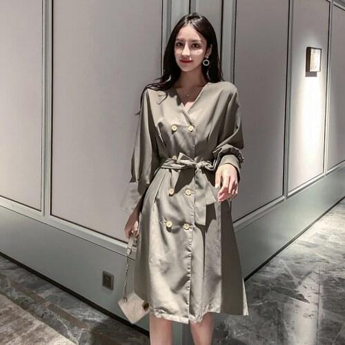 Fashion women new arrival long dress casual temperament outdoor party high quality vintage elegant Double-breasted a-line dress
