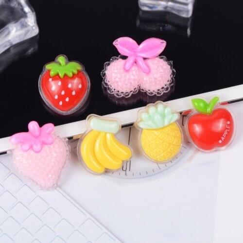 100pcs/lot Super Kawaii Resin Crystal Fruit Strawberry/Pineapple/Banaba/ Cherry/ Apple Flatback For Scrapbooking Craft DIY