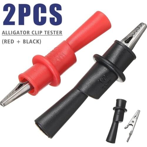 2pcs Insulated Multimeter Test Lead Durable Test Alligator Clips Meter Alligator Clip Crocodile Clamp Probe