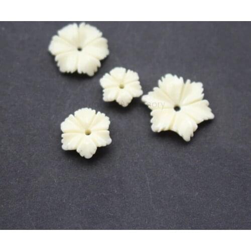 20 pieces/lot) Carved Six leaf Artificial coral beads 8 10 12 15mm Beige color for Jewelry making