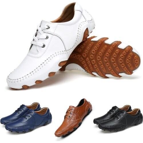 2020 New Golf Shoes Man Golf Sneakers Lace Up Non Slip Breathable Shoes Genuine Leather Waterproof Soft Comfort Sports Shoes