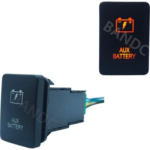 3A 12V AUX BATTERY Push Button Switch On Off SPST Orange Led Light for Toyota Hilux 09/2015-Current, Auto Replacement, With Wire