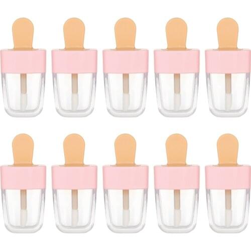 5/10PCS 8ML Lip Gloss Bottles Lip Glaze Tube Empty Pink Ice Cream Lipgloss Tube Packaging Material Makeup DIY Lip Glaze