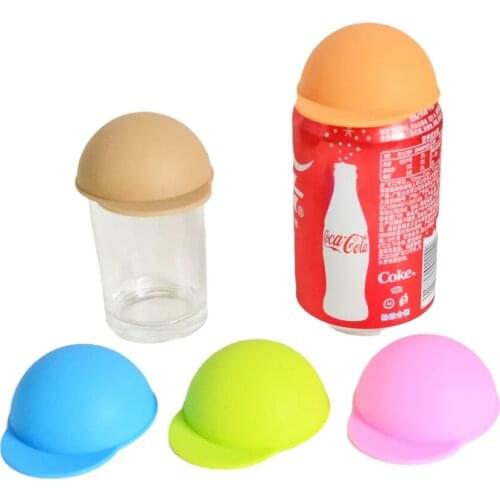 5pcs Reusable Cup Cover Dustproof Cup Protection Can Lids For Coke Pop Soda Beer Glass Bottle Lids Edible Silica Gel Hat Shape