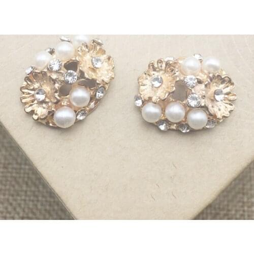 50pcs Jewelry Charms Strass Pearl Crystal Rhinestone Applique Button Wedding Brides Hairpin Invitations Decor Brooch Shoes DIY