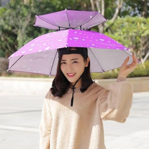 77cm double layer windproof headwear umbrella cap outdoor sunscreen UV fishing umbrella umbrella umbrella hat
