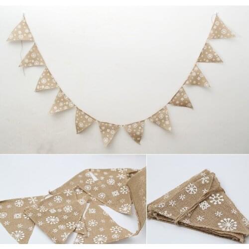 1pcs Merry Christmas Burlap Banners Jute Burlap Banners for Wedding Party Wall Tree Home Christmas Decoration