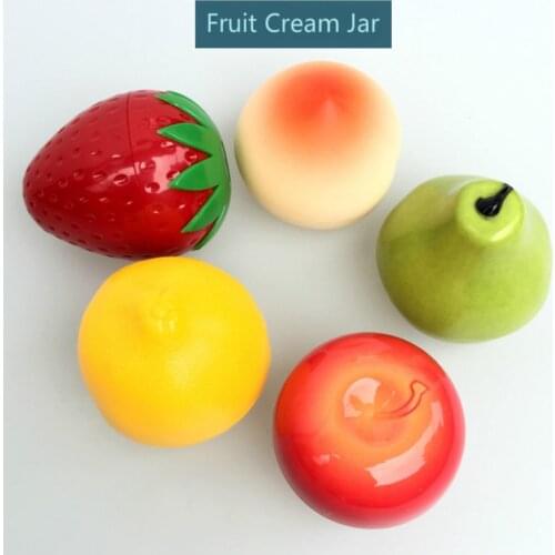 20pcs 30g Cute Fruit Cream Jar Empty Plastic Cosmetic Container Jar Apple Lemon Peach Strawberry Fruit Shape Hand Cream jar