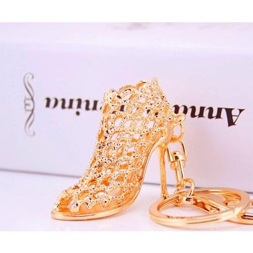 High Heel Shoes Keychain Rhinestone Car Key Rings Women Bag Charms Key Chains Keyrings Fashion Crystal Key Holder New