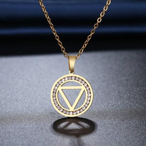 CACANA 316L Stainless Steel Hollow Triangle Necklace NEW Crystal Rhinestone Necklaces For Women Wedding Valentines Day Gifts